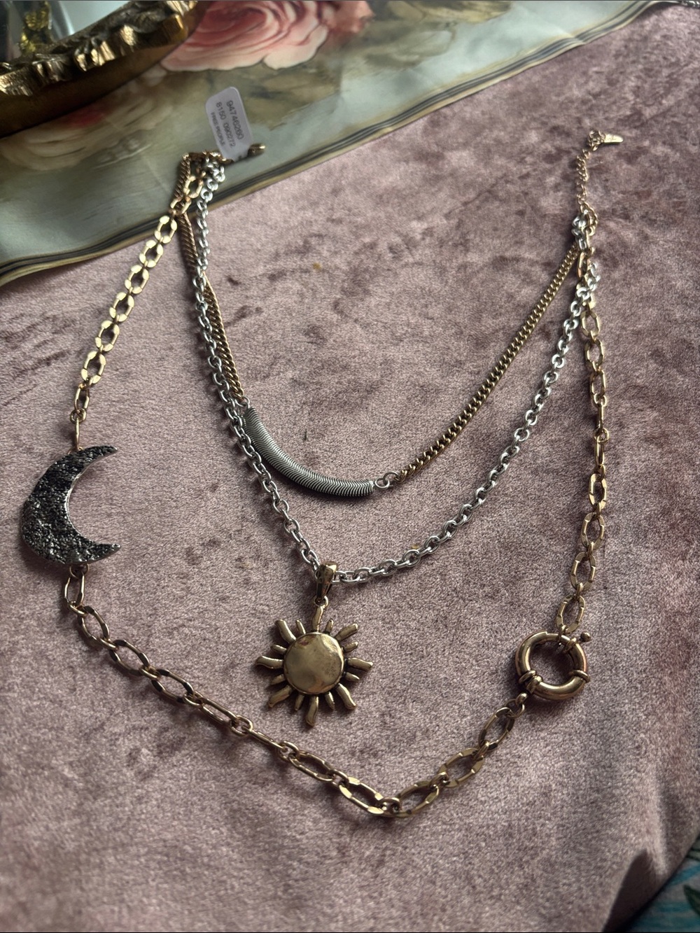 Free People Layered Sun & Moon Multi-Tone Necklace